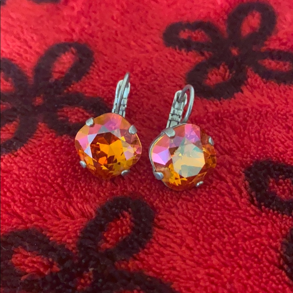 Boutique Ruby Red and Orange Dangle Earrings
